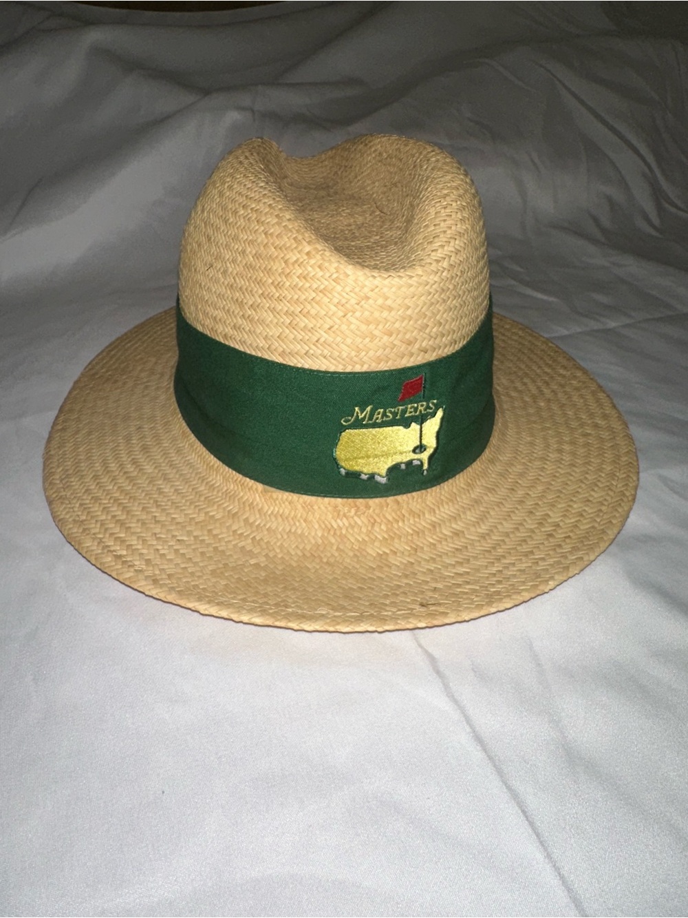 Masters Natural Straw Hat with Green Embroidered Band